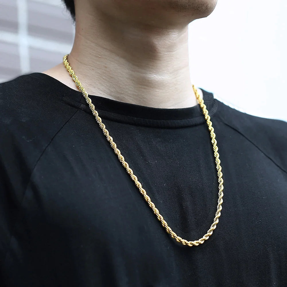 Men's necklace in gold and silver