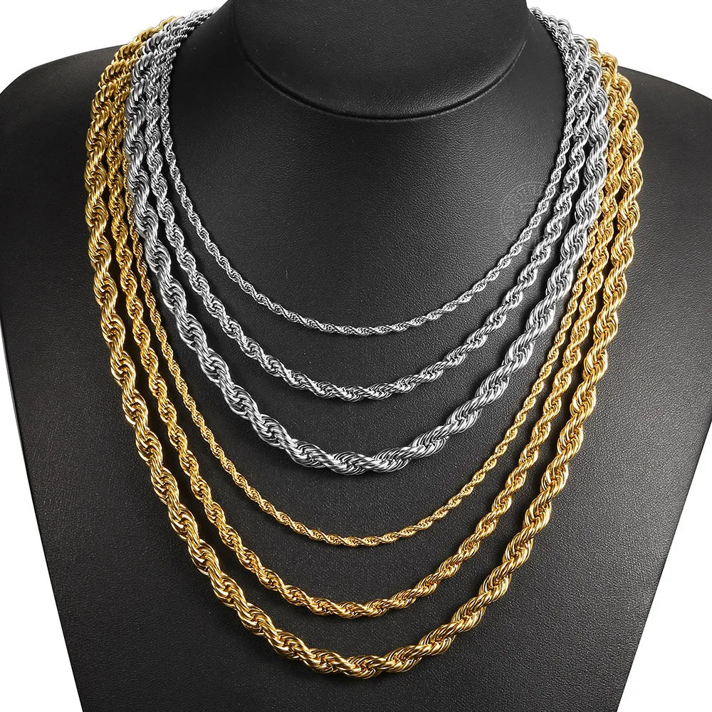 Men's necklace in gold and silver