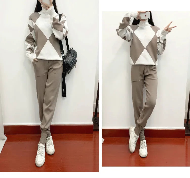 Lala Geometric knitted suit