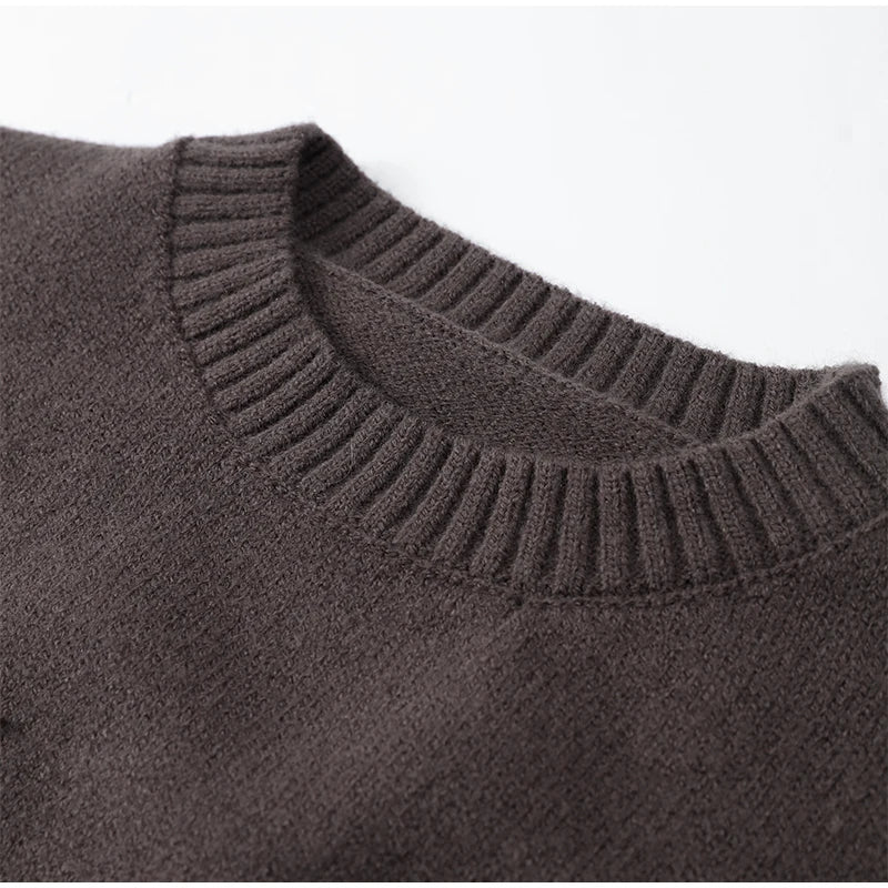 Casual Long Sleeved  Versatile Knitted Round Neck Sweater