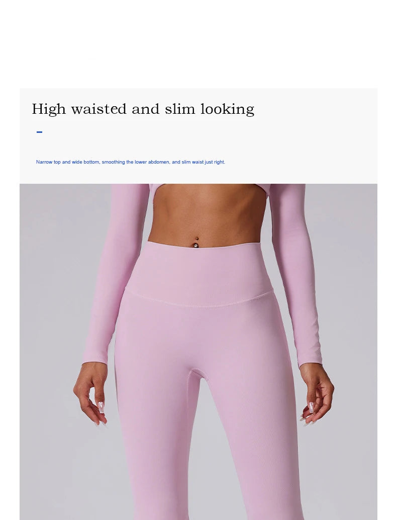 Women High Waist Flared Leggings