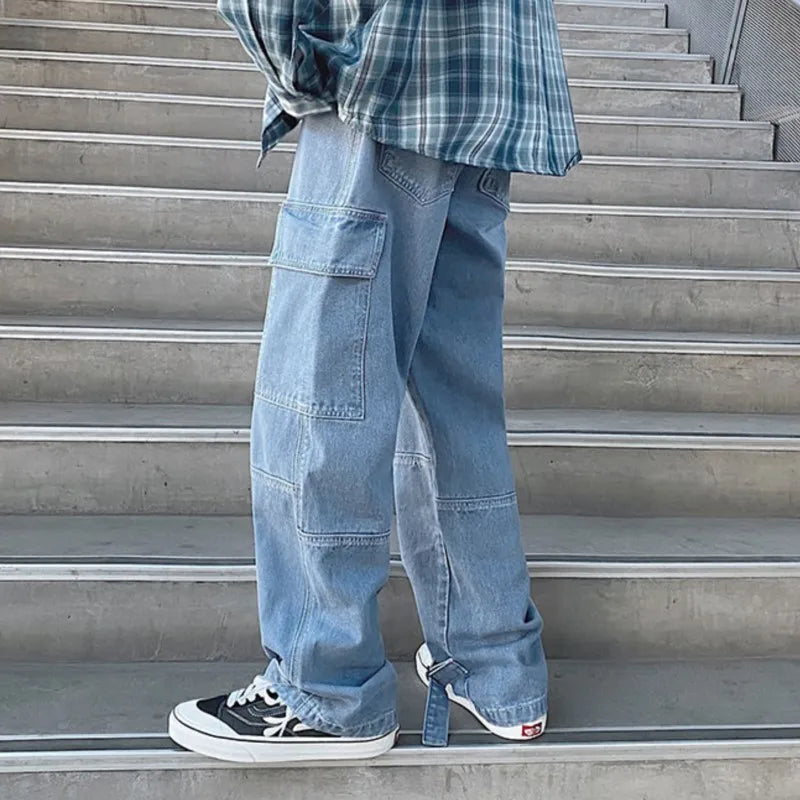 Oversized blue jeans for men